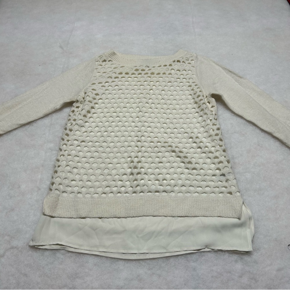 The Limited Cream Honeycomb Sweater Chiffon Underlay Women’s Size S